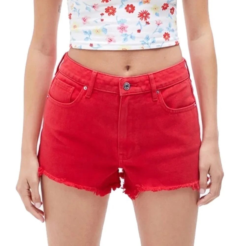 ❤️ 🆕 RED JUSTICE Highwaisted distressed fringe festival Shorts big girls 12